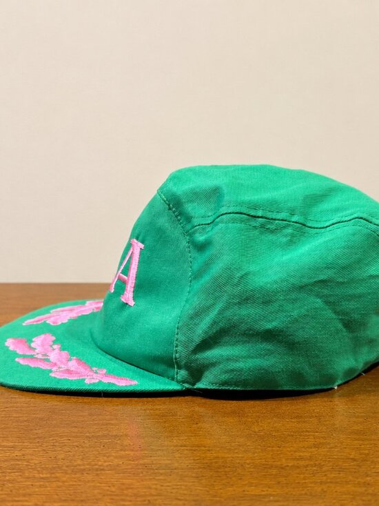 Vintage Alpha Kappa Alpha AKA Green Pink Embroidered 5 Panel Camp Cap Hat 90s main image 2